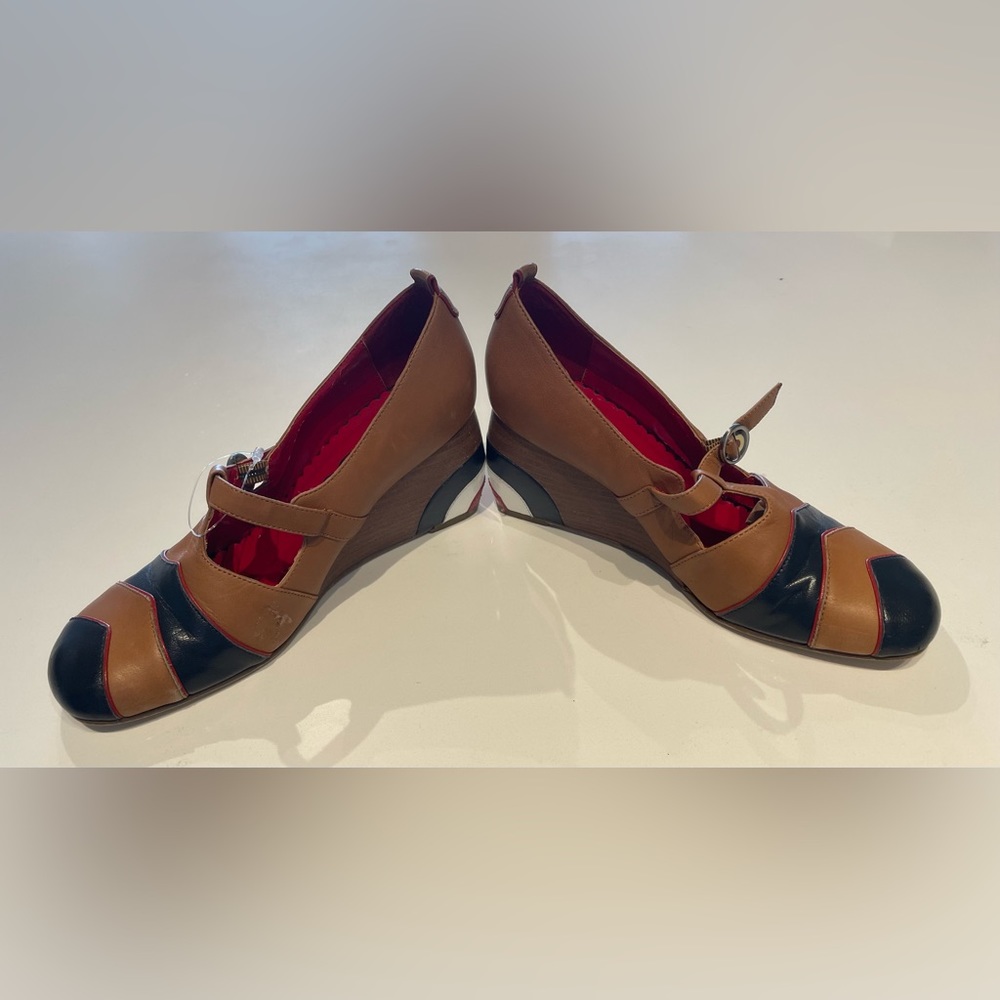 Ben Sherman Multi Tone Leather Wedge Heel - Picture 7 of 15